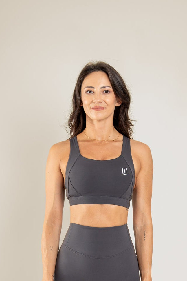 Level Up SCULPT športni modrc, stone grey