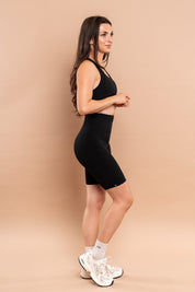 Level Up Long Shorts With Hidden Pocket Black