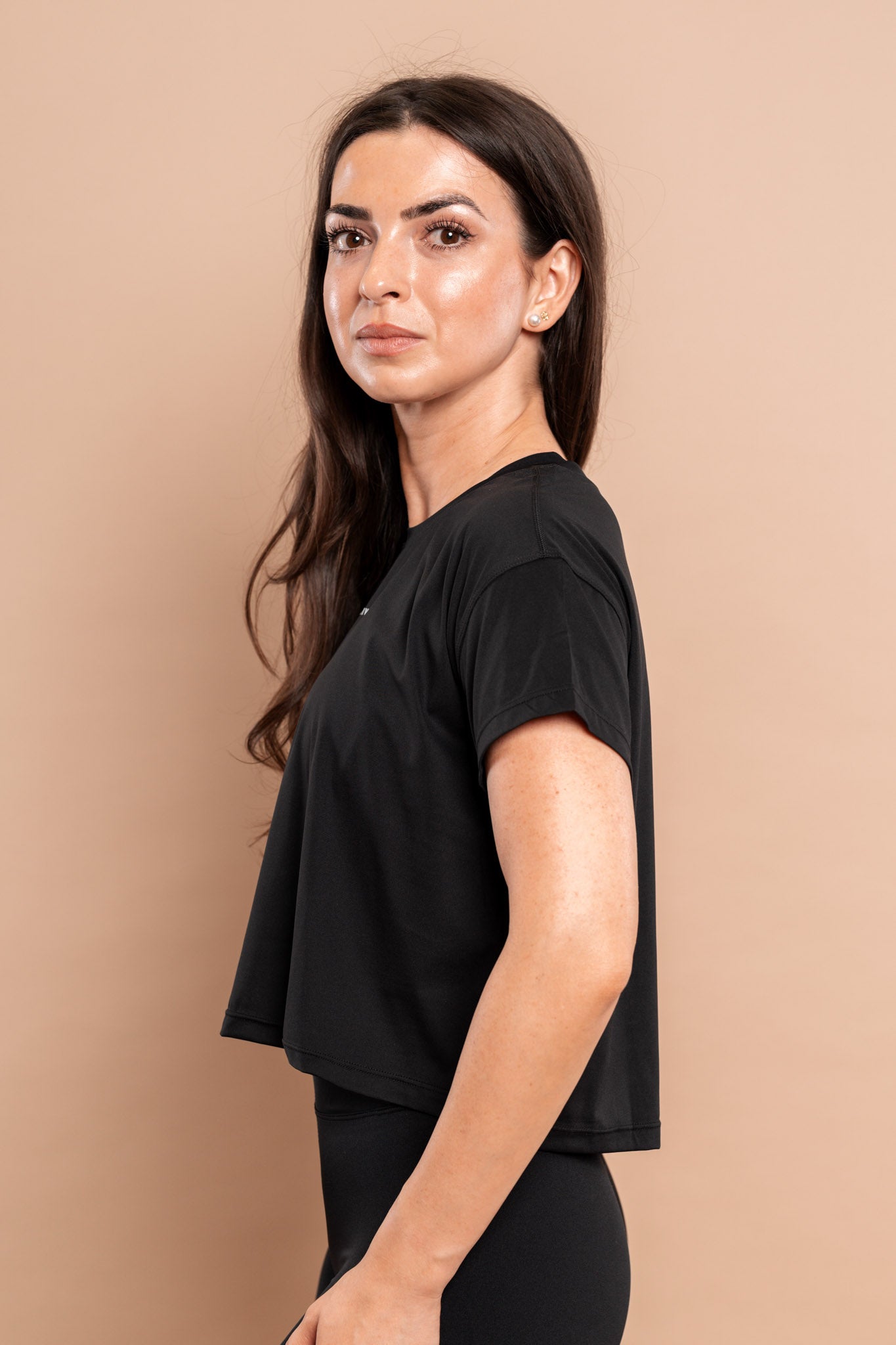 Crop Športna Majica Black 